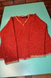 Crazy Horse Liz Claiborne Burgundy full Zip Acrylic hand knitted sweater