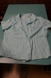 LL Bean button up Linen blue shirt sleeve dress shirt