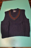 Ralph Lauren Wool Hand Knitted Navy Blue Sweater Vest