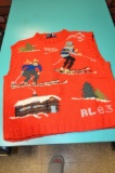 Ralph Lauren Wool Hand Knitted Red Ski lodge Winter Sweater Vest
