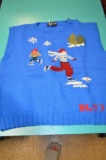 Ralph Lauren Wool Hand Knitted Blue Winter Ski Sweater Vest