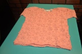The Eagles Eye 80%Silk/20%Cotton knitted pink short sleeve sweater