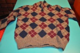 Ralph Lauren Wool Hand knitted diamond print brown sweater