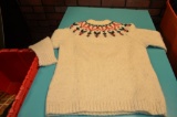 Hand Knitted Red, Green and White Sweater