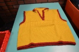 Vintage hand knitted yellow sweater half button up