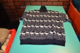 Brand unknown Pure Wool Reindeer Christmas Navy Blue Sweater