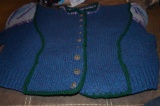 Hand knitted green and blue button up sweater