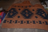 Hand knitted western style brown and black sweater