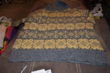 hand knitted blue and yellow sweater