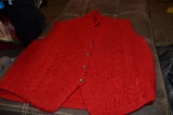 Ralph Lauren Wool Hand Knitted Red button up Sweater Vest