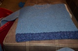 Hand Knitted Blues and white Sweater made by Nona Long