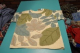 Marissa Christina 28%Ramie/25%Wool/22%Cotton/16%Acrylic/9%Rayon Leaf Print sweater