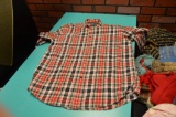 Nautica Red, Green, Black, and White plaid long sleeve button up