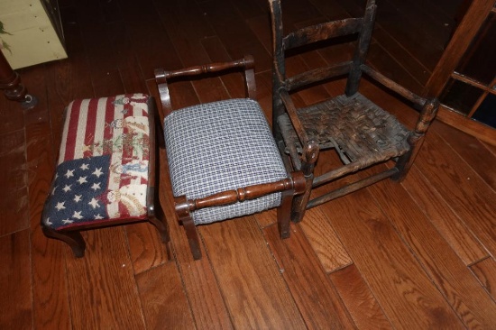 (2) Foot Stools & Child's Chair