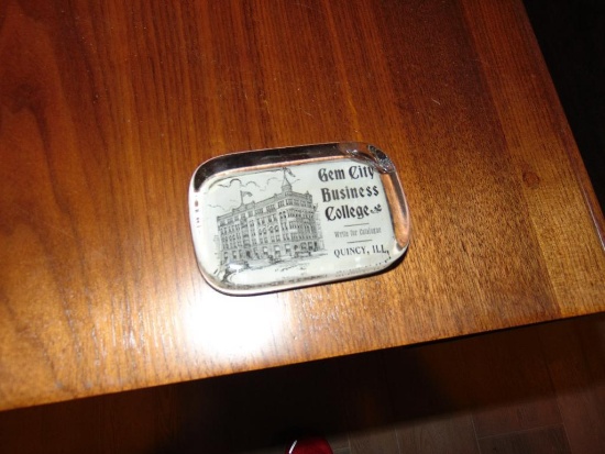 Quincy, IL Gem City Business College paperweight
