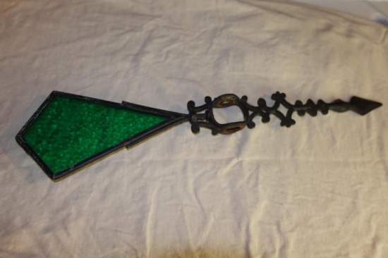 18 in. Long Rustic Weathervane Pointer With Green Glass