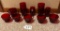 LOT OF 10 VINTAGE RUBY RED CUPS & GLASSES
