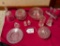 CLEAR GLASS LOT, INCLUDING COVERED HINGED BOX, BELL, FOSTORIA SALT & PEPPER SHAKERS & MORE