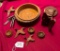 FLAT LOT OF WOOD ITEMS, NUTCRACKERS & BOWL, FLYING DUCKS & MORE