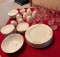 LARGE SET OF VINTAGE LIFETIME CHINA CO. PRAIRIE GOLD DISHES & MATCHING GLASSES