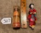 LOT OF 2 - ORIENTAL DOLL & LADY TOP BRUSH