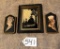 LOT OF 3 - SILHOUETTE PICTURE & BUCKBEE-BREHM STYLE CHALKWARE WALL PLAQUES