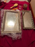 LOT OF MIRRORS, DRESSER SET & MORE DAMAGE TO COVERED RING BOX