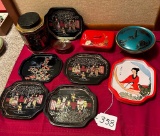 GROUP OF ORIENTAL STYLE TRAYS, COVERED BOXES & MORE