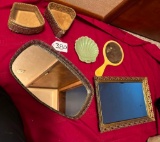 GROUP OF VINTAGE DRESSER PCS MIRRORS, LIDDED BOXES & MORE
