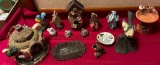 GROUP OF BIRDS, OLD TRINKET METAL TRAY & MORE