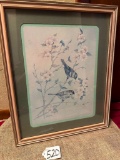 VINTAGE RARE BIRDS & FLOWERS BY M. DAUMER MATTED AND FRAMED PICTURE