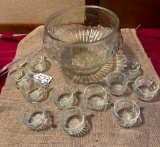 JEANETTE GLASS CLEAR GLASS PUNCH BOWL SET