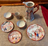 VINTAGE LOT OF JAPANESE GEISHA GIRL DISHES, PITCHER, CUP & SAUCER & MORE