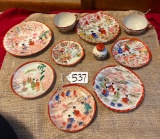 FLAT LOT OF VINTAGE JAPANESE GEISHA GIRL DISHES INCLUDING CUPS & SAUCERS & MORE