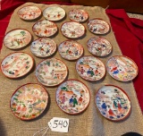 FLAT LOT OF 17 ANTIQUE JAPANESE ART GEISHA GIRL SAUCERS - ONE CHIPPED