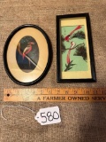 LOT OF 2 - ORIENTAL PICTURES W/ REAL FEATHERS
