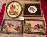 LOT OF 4 - NEEDLEPOINT PICTURES