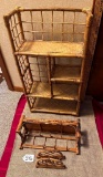 LOT OF 3 WICKER & BAMBOO SHELVES & NAPKIN HOLDER -* LOCAL PICK-UP ONLY AUCTION COMPANY WILL NOT SHIP