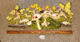 VINTAGE 1970S BURWOOD PRODUCTS COMPANY 0161 BUTTERFLIES, MUSHROOMS, FLOWERS & FROGS PLAQUE