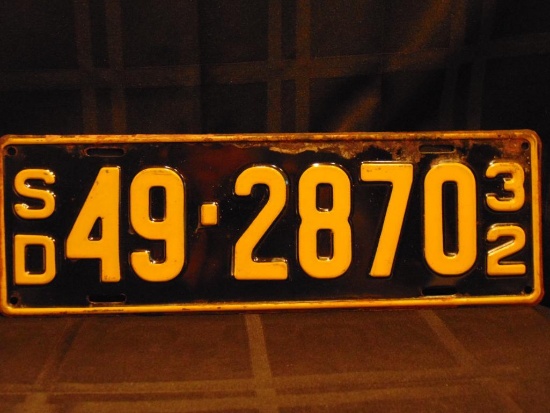 License Plate, South Dakota, 1932