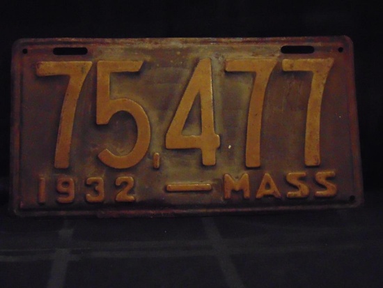 License Plate, Massachusetts, 1932