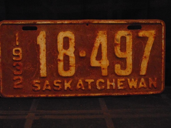 License Plate, Saskatchewan, 1932