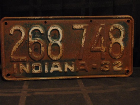 License Plate, Indiana, 1932