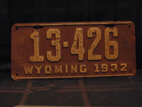 License Plate, Wyoming, 1932