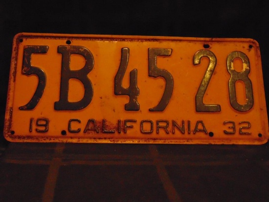 License Plate, California, 1932