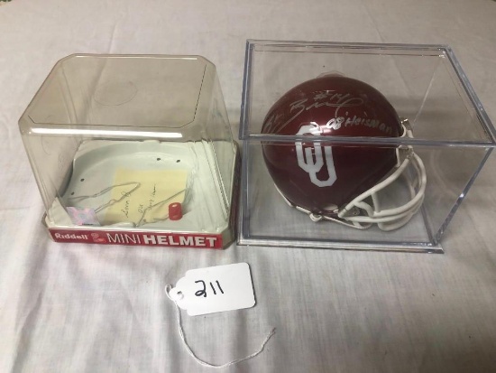 2008 SAM BRADFORD OKLAHOMA MINI HELMET SIGNED