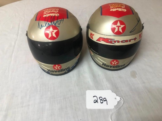 2 SIGNED MINI RACING HELMETS