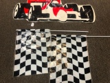 PLASTIC RACE FLAGS AND POSTER