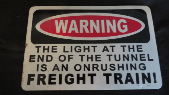 Plastic sign, Warning , as pictured