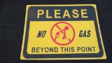 Metal sign, No Gas, as pictured